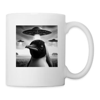 Emperor penguin Funny Graphic Selfie with UFOs Wei - Mug - white - Right