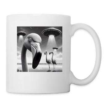 Flamingo Sci-fi Funny Graphic Selfie with UFOs Wei - Mug - white - Right