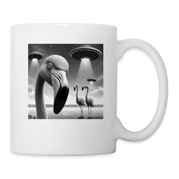 Flamingo Sci-fi Funny Graphic Selfie with UFOs Wei - Mug - white - Right