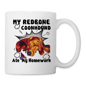 Redbone Coonhound Ate My Homework - Mug - white - Right
