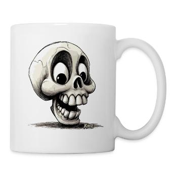 Super lustiger, seltsamer, glücklicher Totenkopf - Tasse - Weiß - Rechts