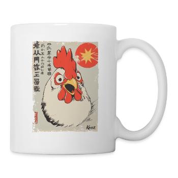 Wütender lustiger Cartoon-Hahn - Tasse - Weiß - Rechts