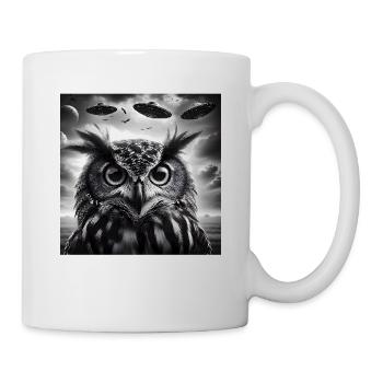 hibou drôle Selfie graphique avec des OVNI Extraterrestres étranges Sc - Mug blanc - blanc - Droite