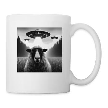 Sheep ram, lamb Funny Graphic Selfie with UFOs Wei - Mug - white - Right