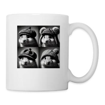 hamster Selfie Drôle Chapeaux Vintage Photo Shoot Anim - Mug blanc - blanc - Droite