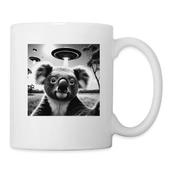 Koala kaola Funny Graphic Selfie with UFOs Weird A - Mug - white - Right
