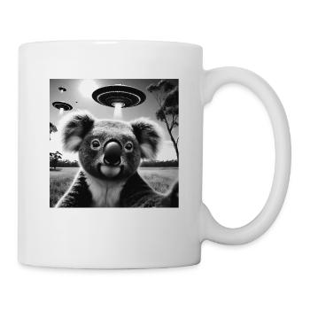 Koala kaola Funny Graphic Selfie with UFOs Weird A - Mug - white - Right