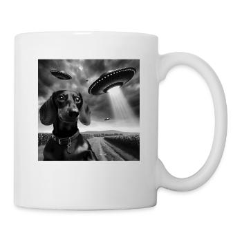 Dachshund Dog Mom Dad Funny Graphic Selfie UFOs We - Tasse - Weiß - Rechts