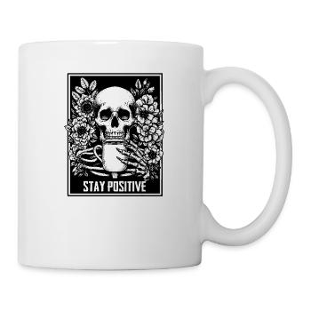 Stay Positive Coffee Lover Vintage Skeleton Sarcas - Mug blanc - blanc - Droite