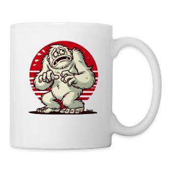 Erschrockener lustiger Yeti Bigfoot verängstigt - Tasse - Weiß - Rechts
