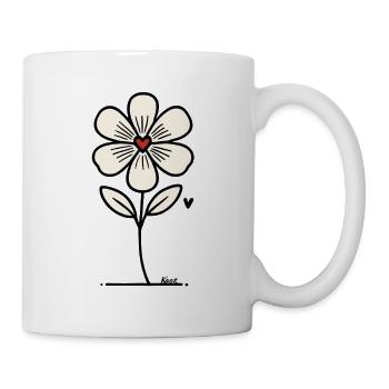 Fleur avec coeur - Mug blanc - blanc - Droite