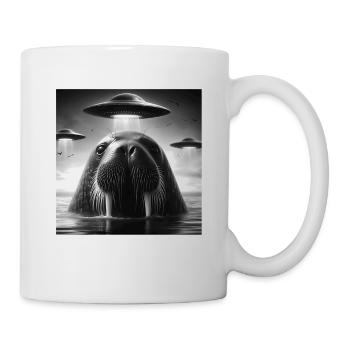 Walrus Sea lion Funny Graphic Selfie with UFOs Wei - Mug - white - Right