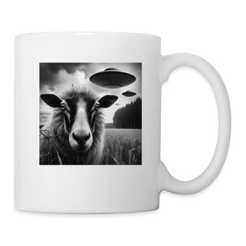 Sheep ram2, lamb Funny Graphic Selfie with UFOs We - Tasse - Weiß - Rechts