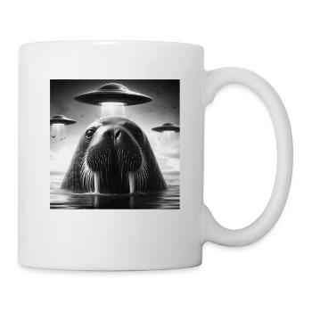Walrus Sea lion Funny Graphic Selfie with UFOs Wei - Mug - white - Right