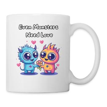 Even Monsters Need Love - Süße Monster - Mug - white - Right