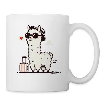 Reise Lama mit Koffer - Tasse - Weiß - Rechts