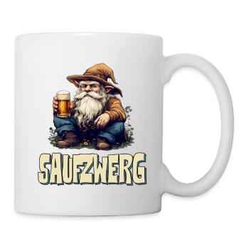Saufzwerg - witziges Karneval Fasching - Tasse - Weiß - Rechts