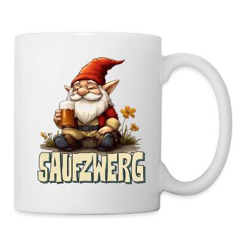 lustiger Zwerg mit Bier - Tasse - Weiß - Rechts