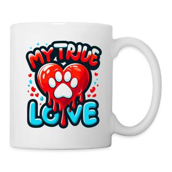 Saint Valentin Coeur Patte Chien Chien À Quatre Pattes Chien Fan - Mug blanc - blanc - Droite