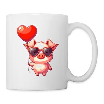 Valentinstag Verlobung Hochzeit Schwein Glück Herz - Tasse - Weiß - Rechts