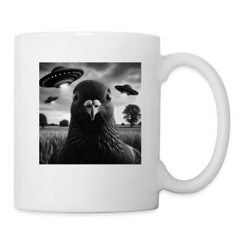 pigeon colombe drôle selfie graphique avec des ovnis étrange a - Mug blanc - blanc - Droite