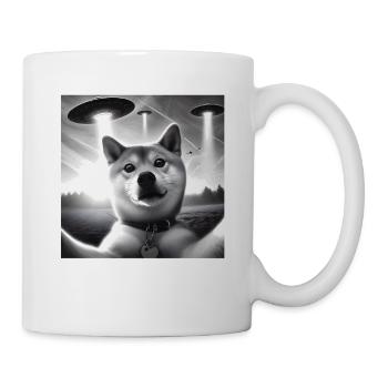 Shiba Inu Dog Dad Mom Funny Graphic Selfie UFOs We - Tasse - Weiß - Rechts