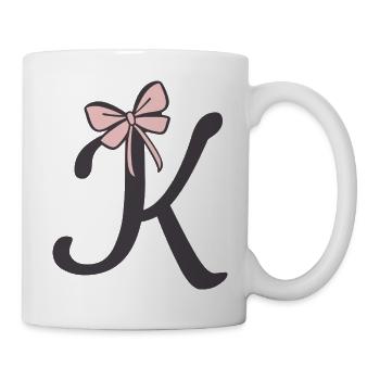 Anfangsbuchstabe K Schleifchen - Tasse - Weiß - Rechts