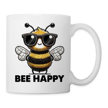 biene bee happy - Tasse - Weiß - Rechts