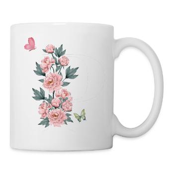 Buchstabe p rosa Blumen - Tasse - Weiß - Rechts
