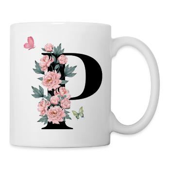 Buchstabe p rosa Blumen - Tasse - Weiß - Rechts