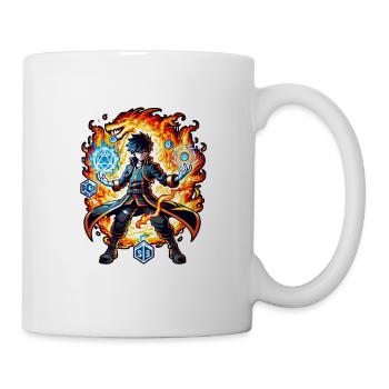 Anime Wizard Mage Fighting Dragon Pixelated Gamer - Mug - white - Right