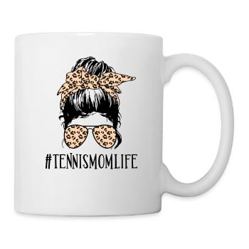 Tennis Mom Life Messy Bun Sunglasses Novelty Distr - Mug - white - Right