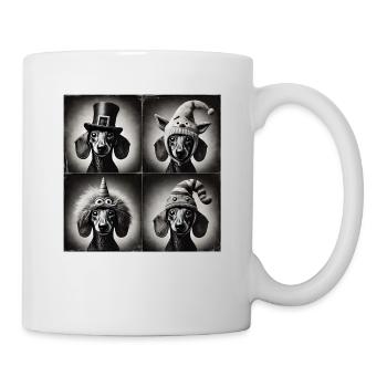 Dachshund Selfie Funny Hats Vintage Retro Art Dog - Mug - white - Right