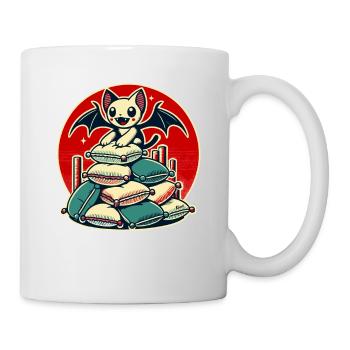 Happy Bat – On a Stack of Pillows - Mug - white - Right
