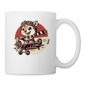 Funny Squirrel Pilot in Propeller Airplane - Mug - white - Right