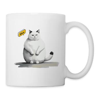 netter weißer dicker Kater mit Sprechblase - Tasse - Weiß - Rechts