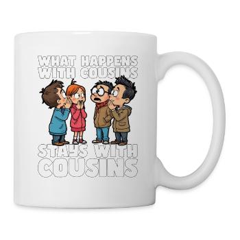 WHAT HAPPENS WITH COUSINS, STAYS WITH COUSINS - Mug - white - Right