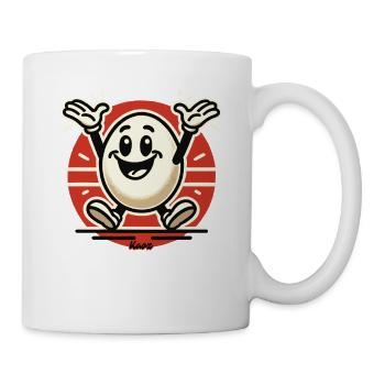Fröhliches retro Cartoon-Ei - Tasse - Weiß - Rechts
