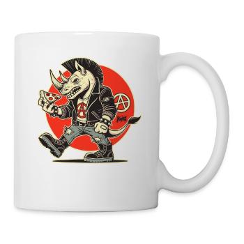 Anarchy Punk Rhino with Pizza - Mug - white - Right