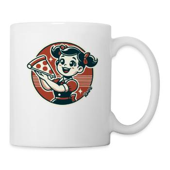 Little girl with pizza - Mug - white - Right