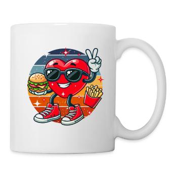 Fast food Valentine's Day heart hamburger fries dad - Mug - white - Right