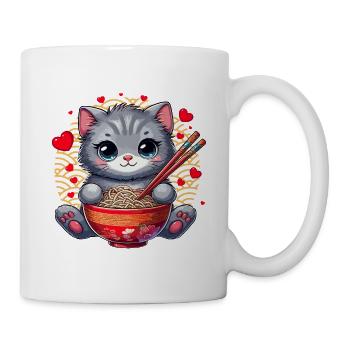 Valentine's Day Kitten Asia Noodles Cute Heart - Mug - white - Right