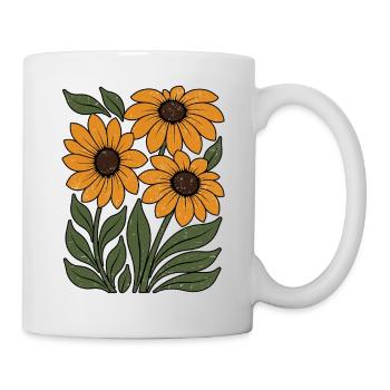 Tournesol inspiré Fleur sauvage rétro - Mug blanc - blanc - Droite