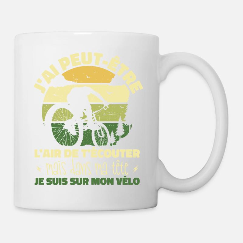 Cyclisme Dans Ma Tête Je suis sur Mon Vélo Humour - Mug blanc - blanc