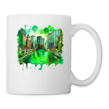 Célébration de la Saint-Patrick sur la rivière Chicago - Mug blanc - blanc - Droite