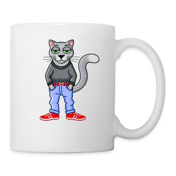 Funny Chilled Gray Cat Love Cats - Mug - white - Right