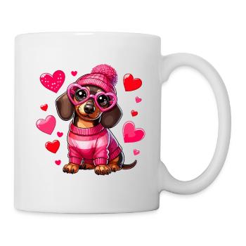 Saint-Valentin Teckel Chien En Amour Coeur Mignon - Mug blanc - blanc - Droite