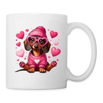 Teckel Amour Saint Valentin Chien Coeur Mignon Woof - Mug blanc - blanc - Droite