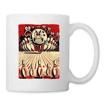 Bowling-Showdown: Bowling Kugel gegen Kegel - Tasse - Weiß - Rechts