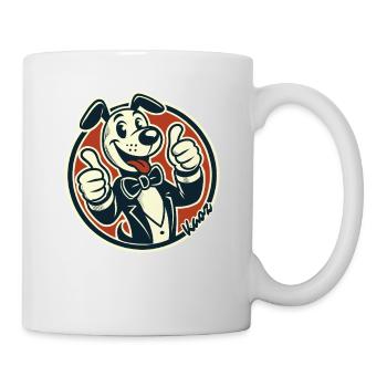 Drôle de chien rétro pouces vers le haut - Mug blanc - blanc - Droite